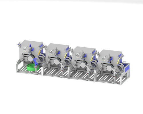 Enrouleuse automatique de feuillard PET avec OD max 820 mm et système de palettisation automatique intégré